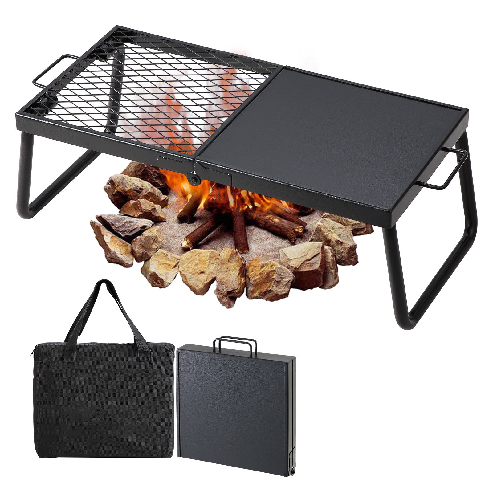 折りたたみ式キャンプファイヤーグリル、頑丈なスチールメッシュ - Camping Cooking Open Fire のレビューと価格
