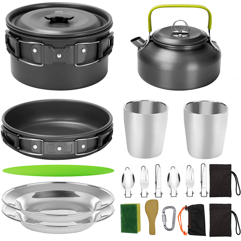 1 セット屋外ポットパンキャンプ調理器具ピクニック調理セット - Camping Cooking Pots And Pans Set のレビューと価格