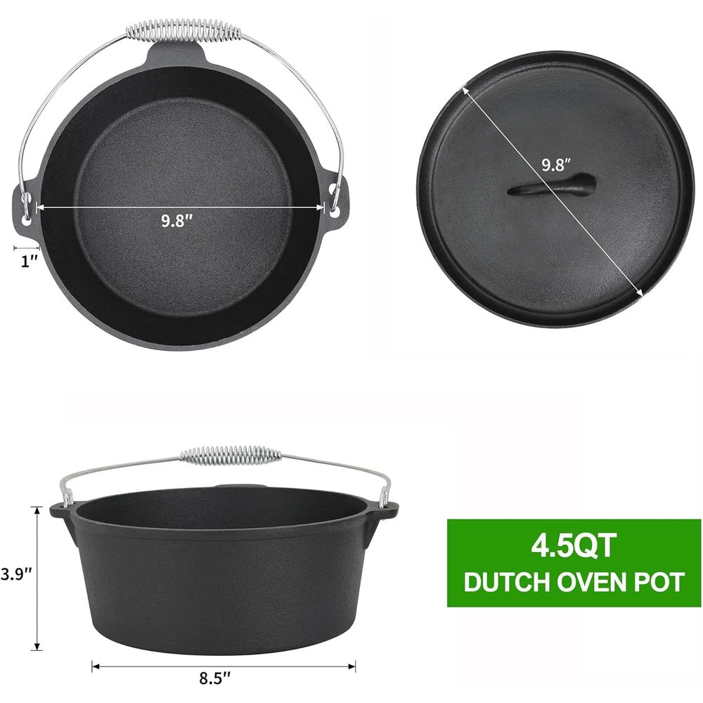 8点セットのプレシーズン加工済みダッチオーブン調理器具セット - Camping Cooking Dutch Oven のレビューと価格