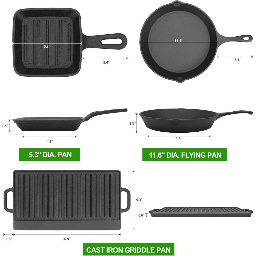 8点セットのプレシーズン加工済みダッチオーブン調理器具セット - Camping Cooking Dutch Oven のレビューと価格