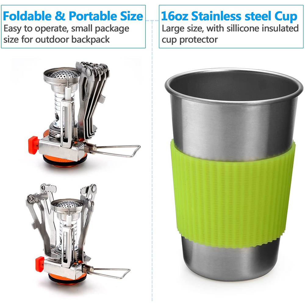 キャンプ調理器具キット ストーブ付き アウトドアクッキングセ - Camping Cooking Pack のレビューと価格
