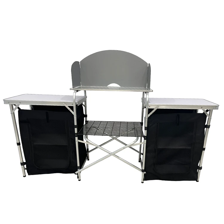 屋外キャンプ用アルミ製ポータブルキッチン折りたたみ式調理台 - Camping Outdoor Cooking Table のレビューと価格