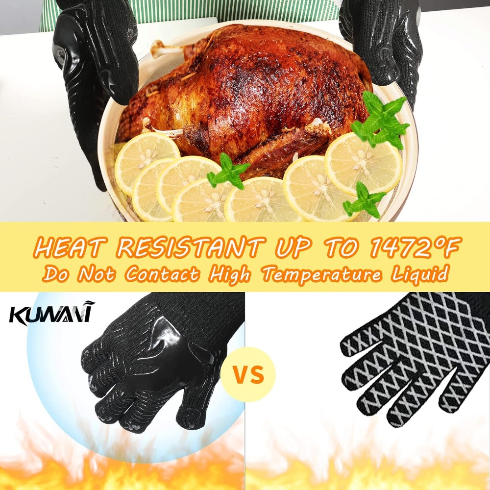 バーベキューグローブ、1472 ° F耐熱手袋、防火ミット、 - Camping With Cooking のレビューと価格