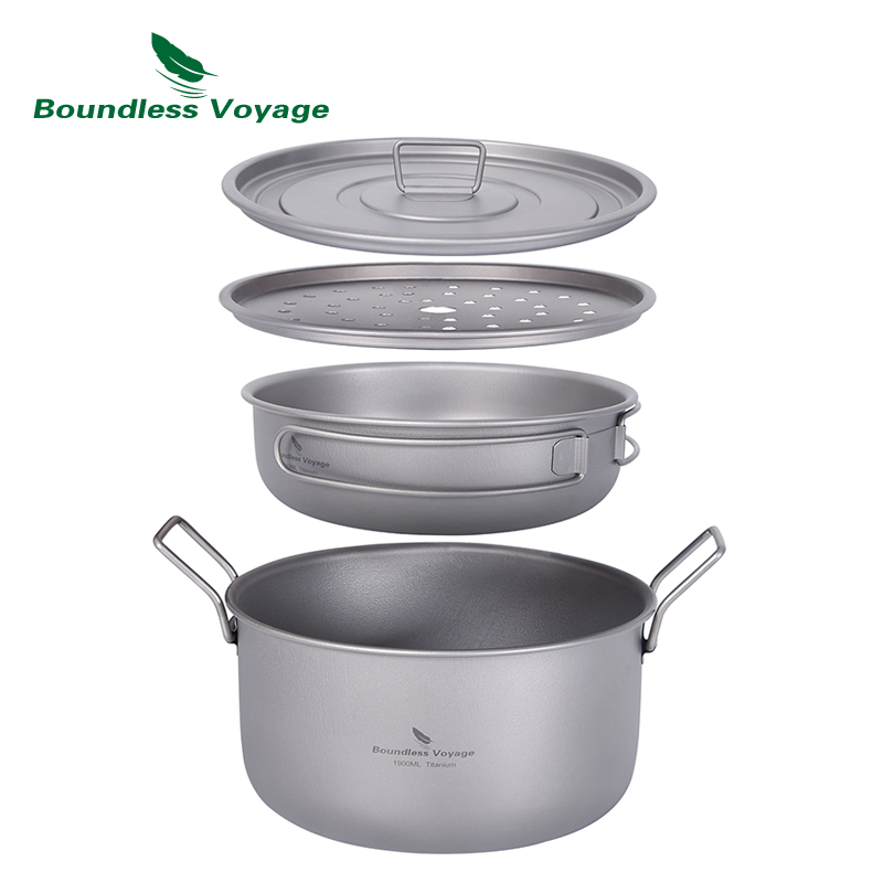無限の航海-多機能調理鍋、チタン蒸し器、スープ鍋、蓋付きフラ - Camping Cooking Pots And Pans Set のレビューと価格